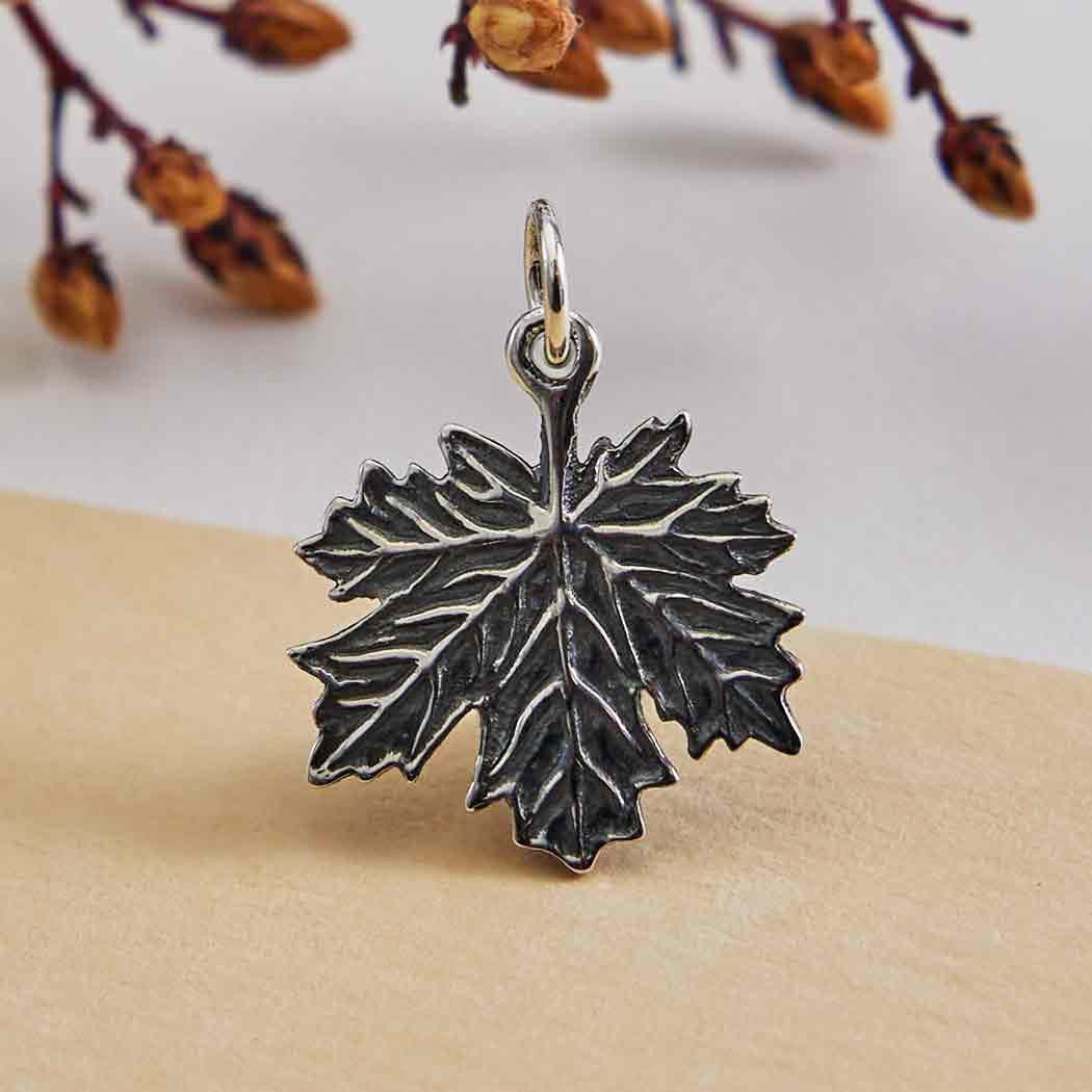 Sterling Silver Maple Leaf Charm 21x17mm