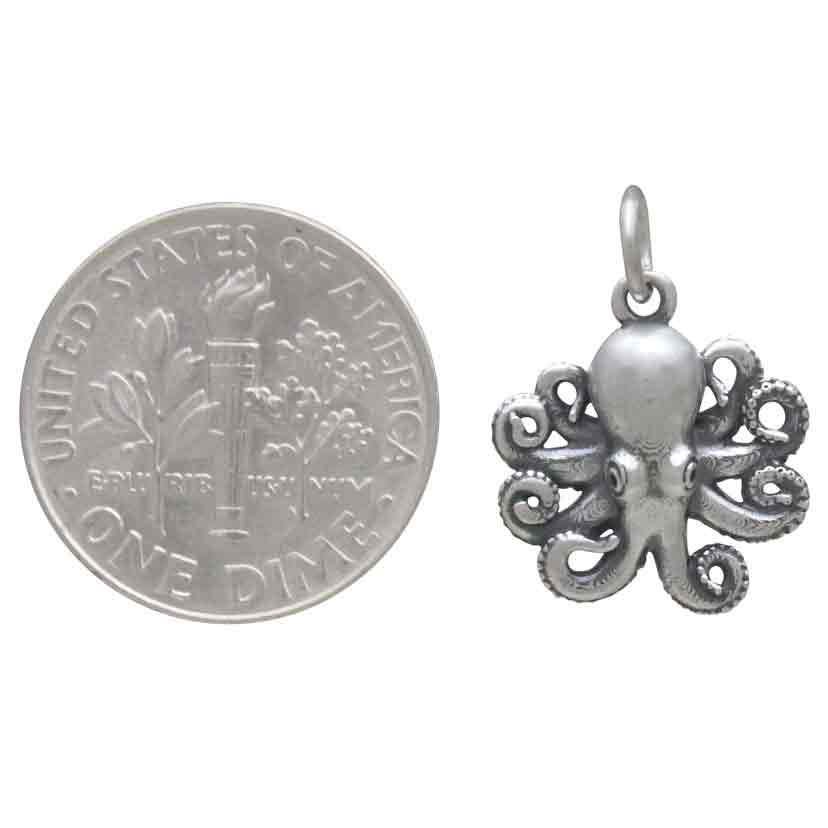 Sterling Silver Baby Octopus Charm 19x14mm