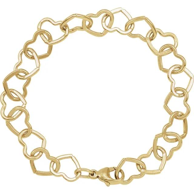 14K Gold-Filled Heart Chain: 9mm Bracelet or Necklace