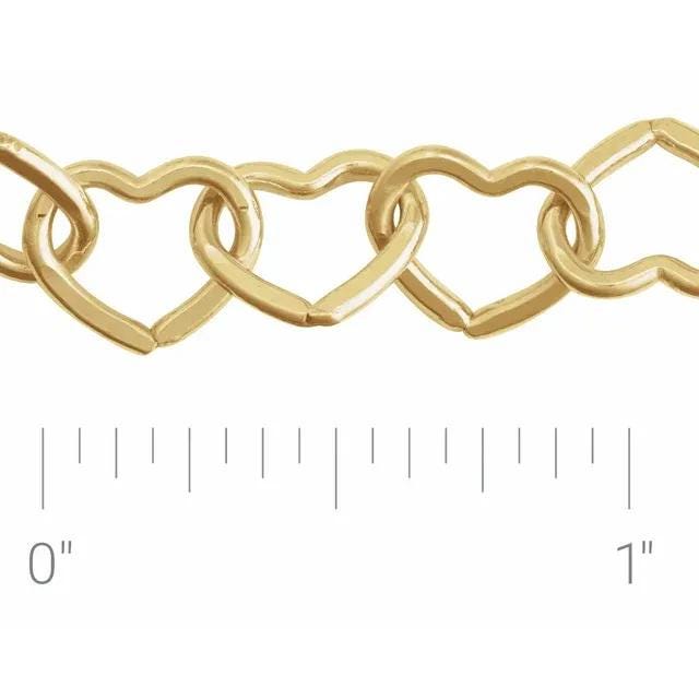 14K Gold-Filled Heart Chain: 9mm Bracelet or Necklace