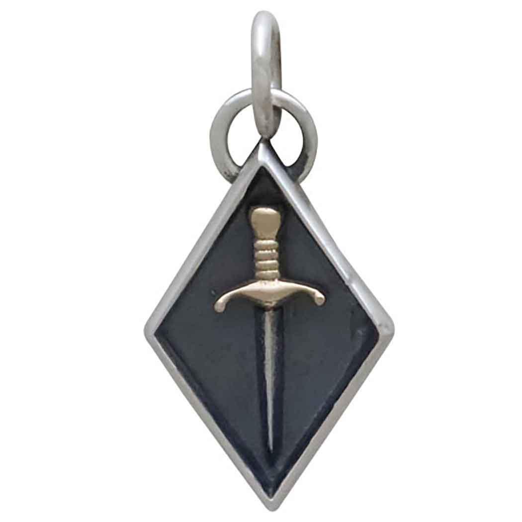 Mixed Metal Sword Shadow Box Charm 21x10mm