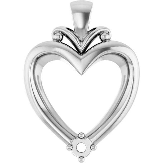 Sterling Silver Heart Pendant Mounting, choose up to 5 mountings for 3mm stones