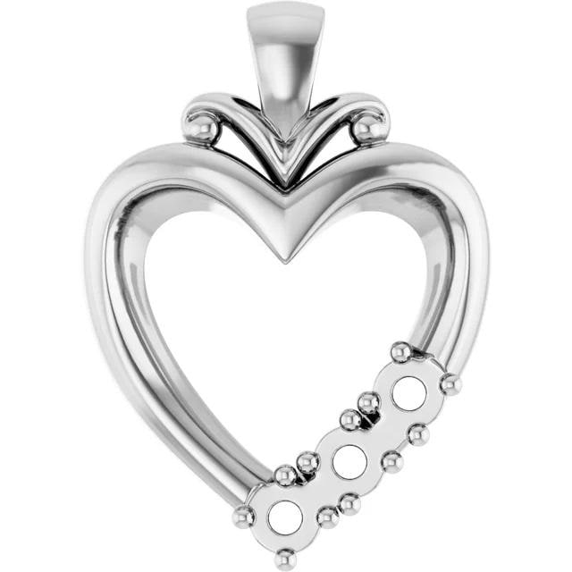 Sterling Silver Heart Pendant Mounting, choose up to 5 mountings for 3mm stones