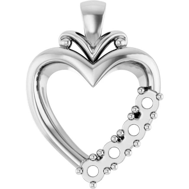 Sterling Silver Heart Pendant Mounting, choose up to 5 mountings for 3mm stones
