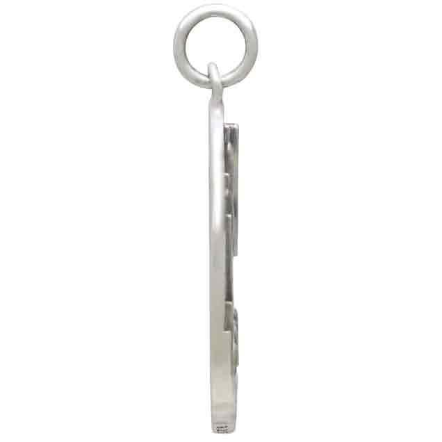 Silver Pond with Cattails and Dragonfly Pendant 26x18mm