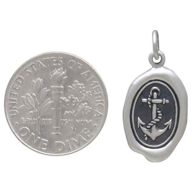 Sterling Silver Anchor Wax Seal Charm 23x12mm