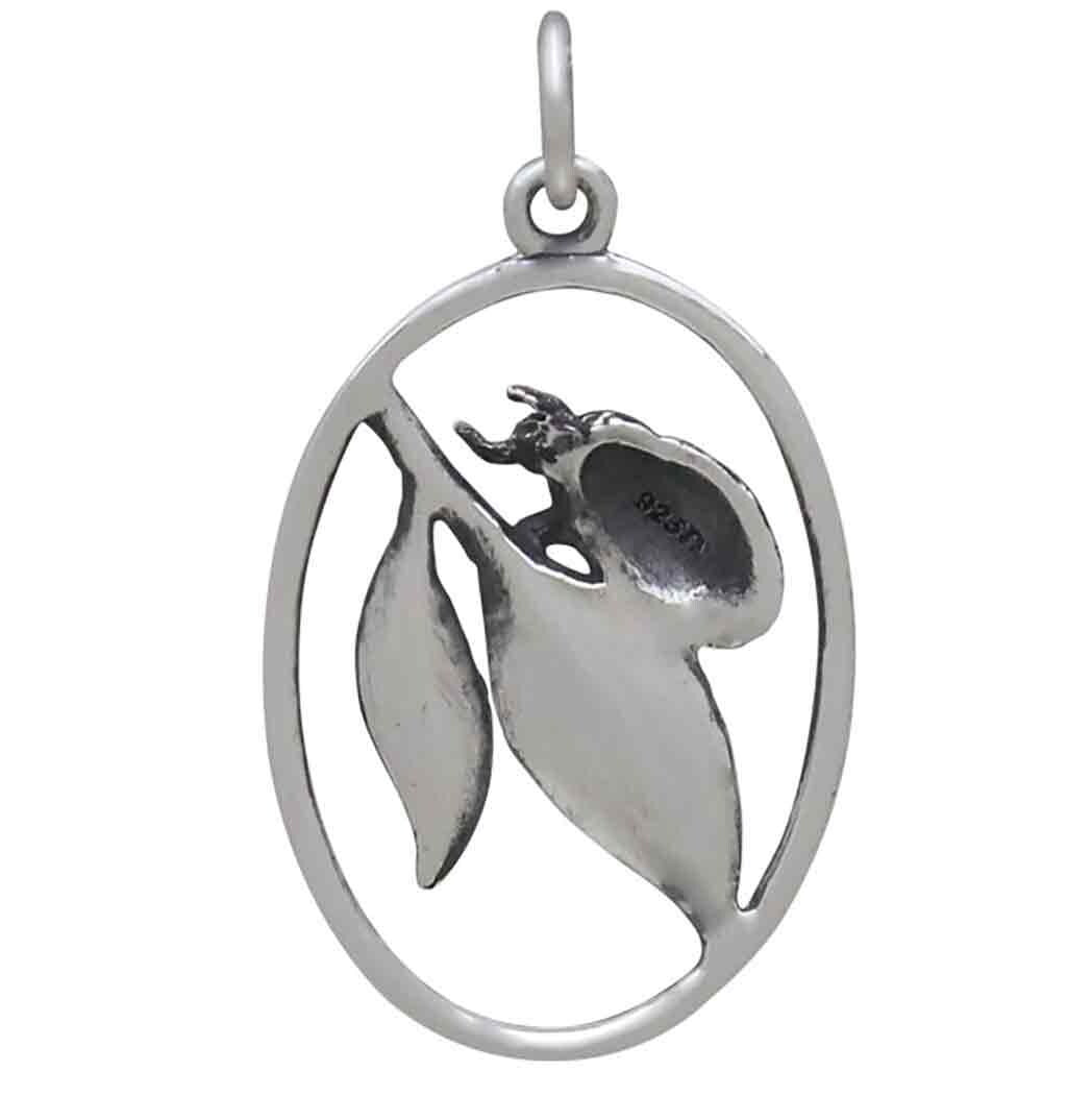 Sterling Silver Ladybug on Leaf Charm 27x15mm