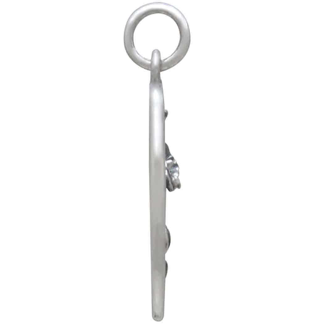 Silver Poppy Charm - August Birthflower 25x13mm