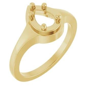 Sterling Silver 11 mm Round Ring Mounting, customizable setting size and material