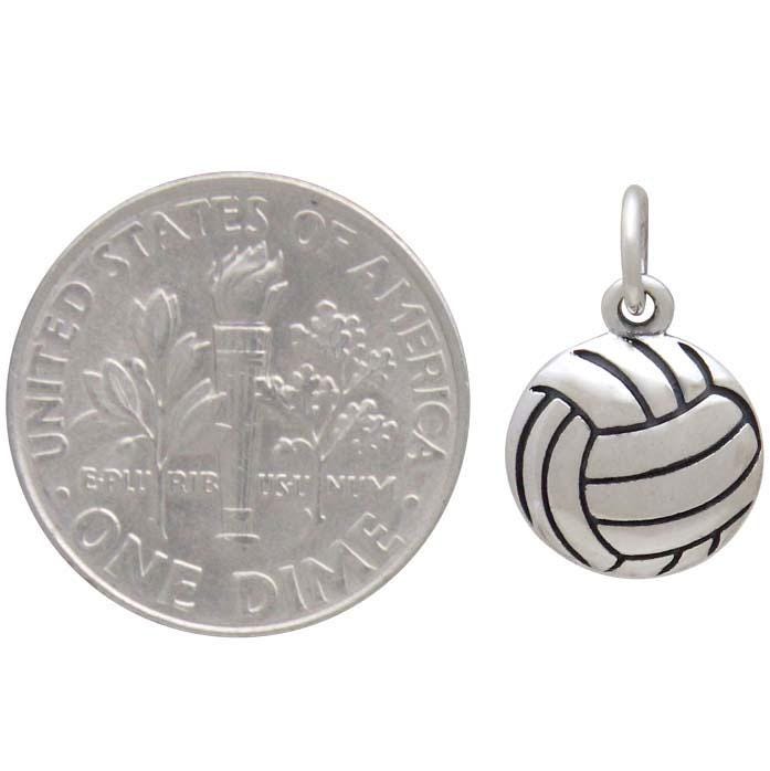 Sterling Silver Volleyball Charm: Team Sports Jewelry (16x10mm)
