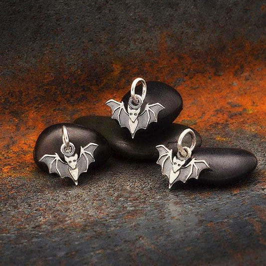 Sterling Silver Mini Bat Charm 12x12mm