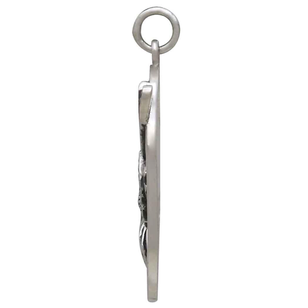 Sterling Silver Butterfly on Flower Pendant 31x21mm
