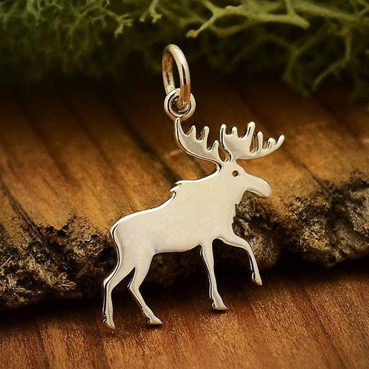 Sterling Silver Moose Charm 21x19mm