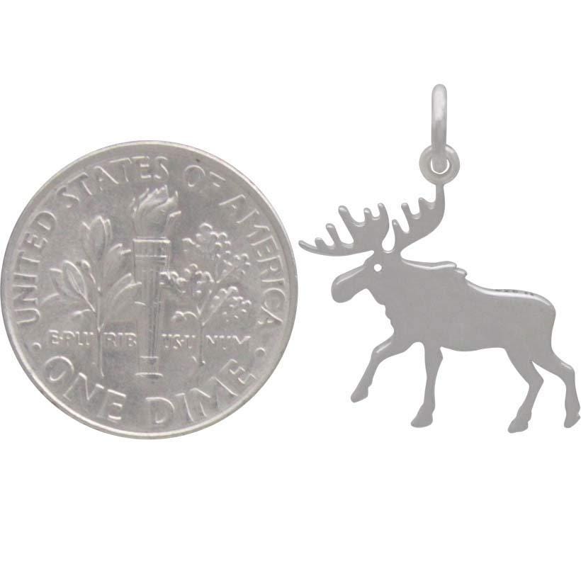 Sterling Silver Moose Charm 21x19mm