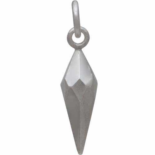 Sterling Silver Small Faceted Spike Charm 21x5mm