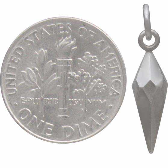 Sterling Silver Small Faceted Spike Charm 21x5mm