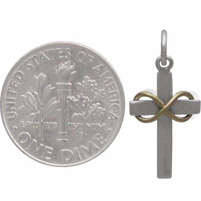 Silver Cross with Bronze Infinity on Crossbar 22x10mm
