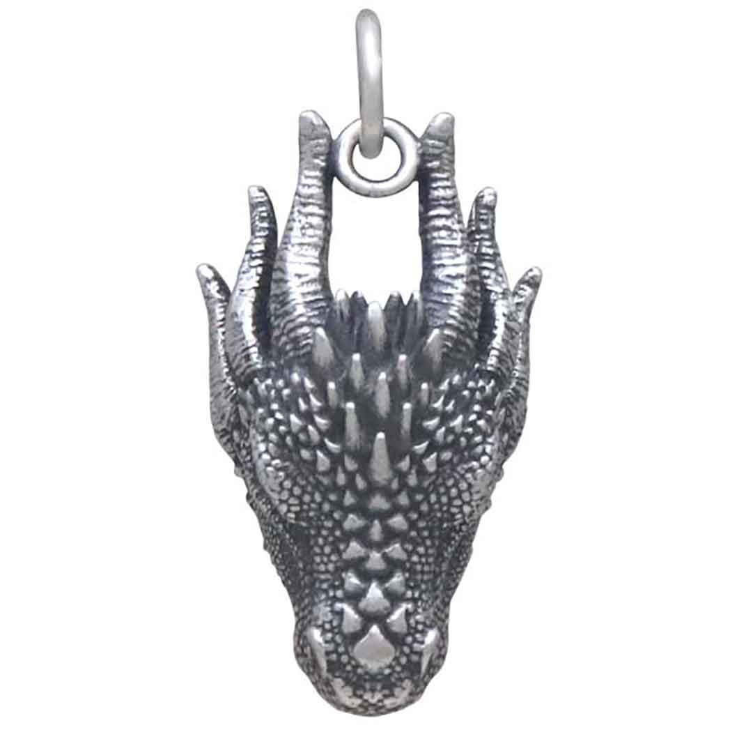 Sterling Silver Dragon Head Charm 24x12mm