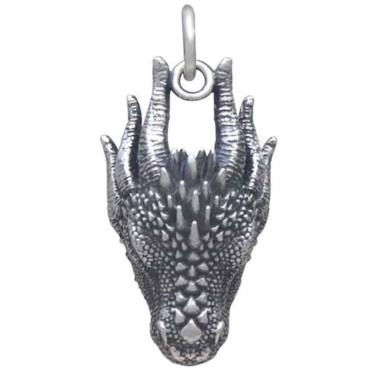 Sterling Silver Dragon Head Charm 24x12mm
