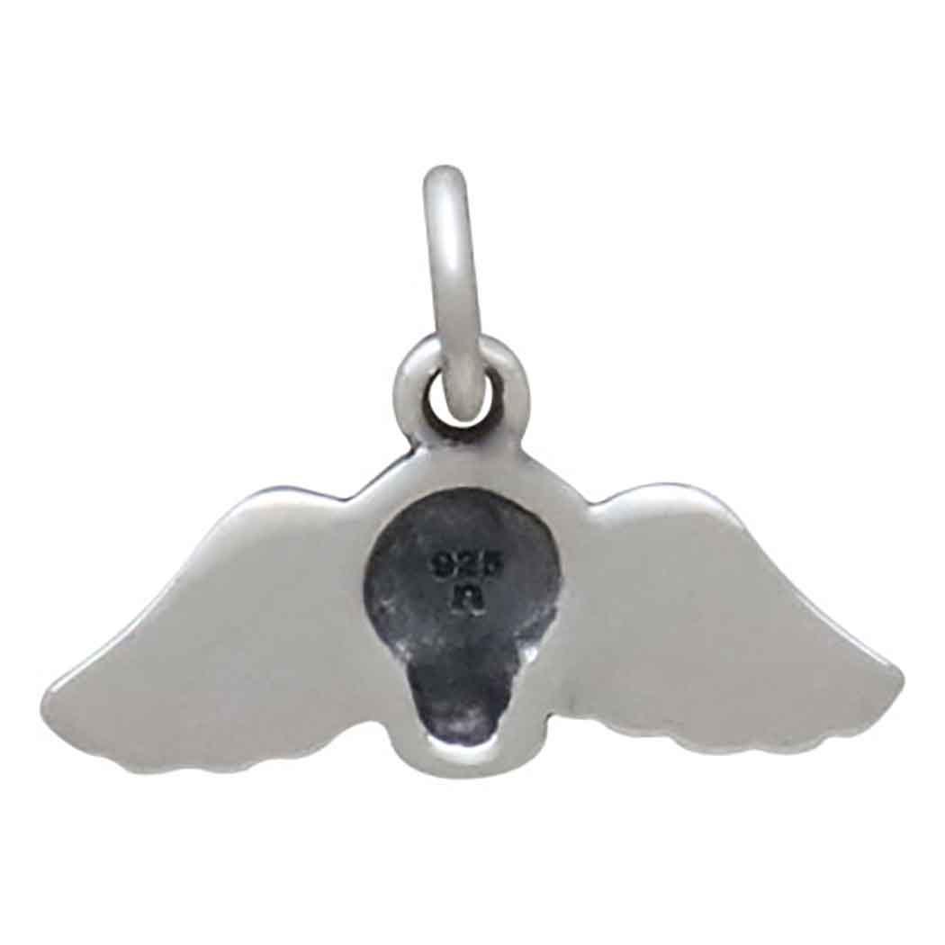 Sterling Silver Mini Winged Skull Charm 12x17mm