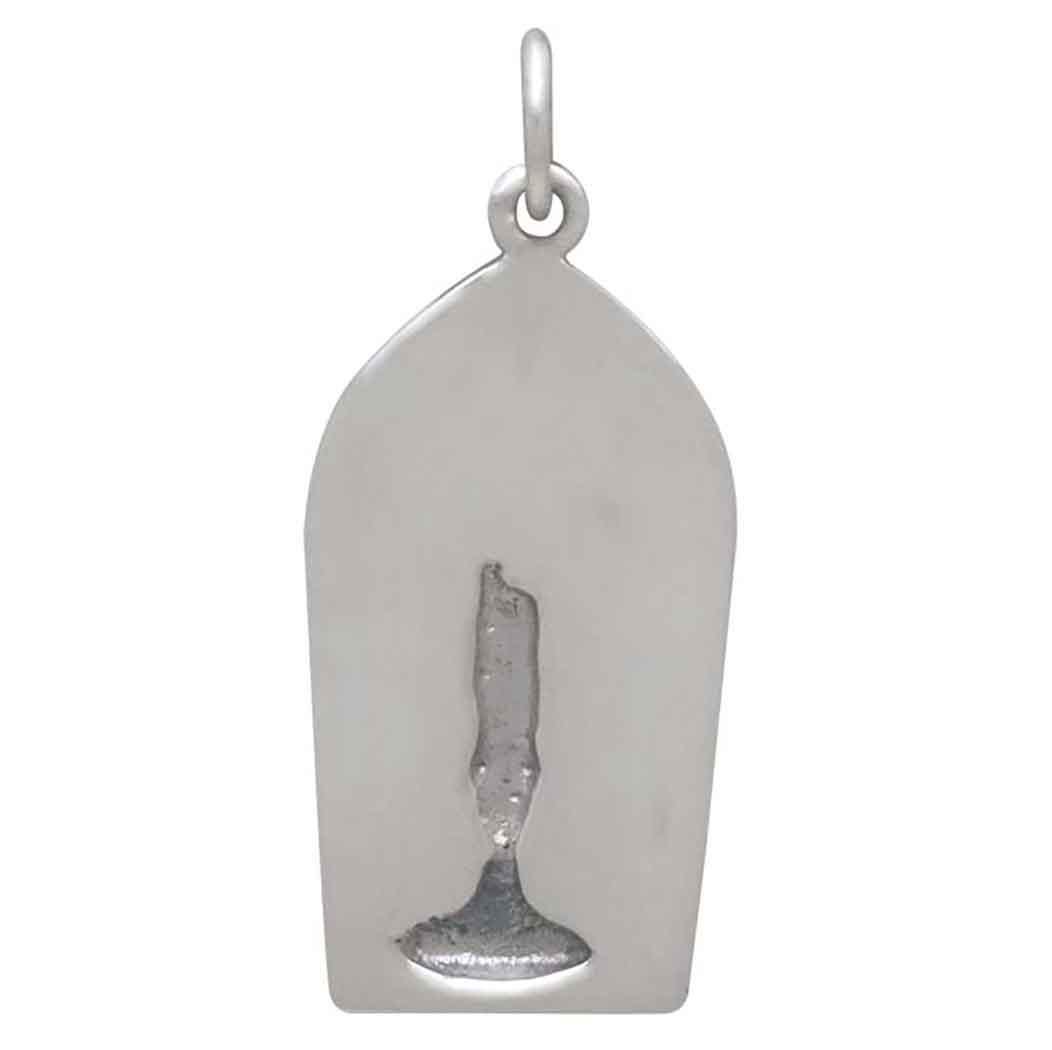 Sterling Silver Candle Charm w Bronze Flame 28x12mm