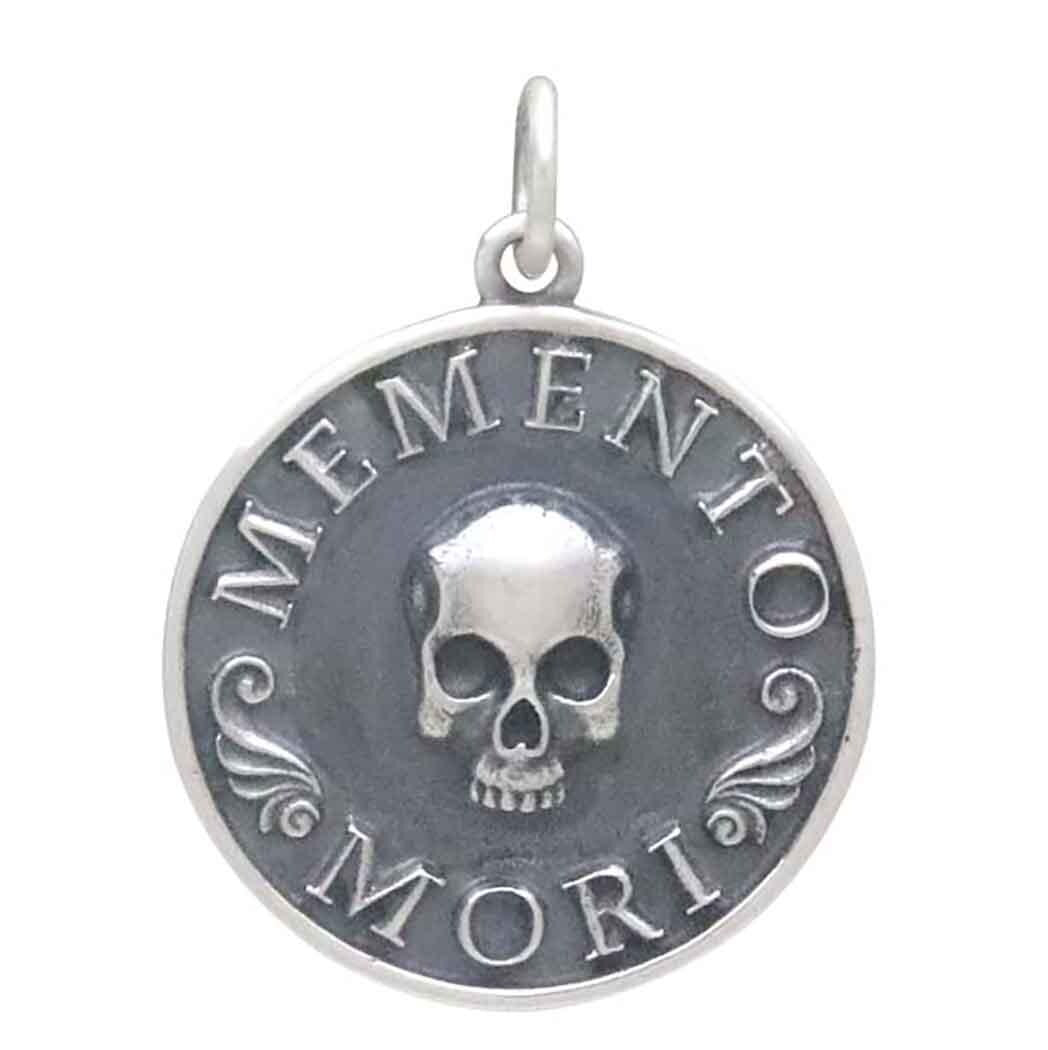 Sterling Silver Memento Mori Skull Pendant 24x18mm