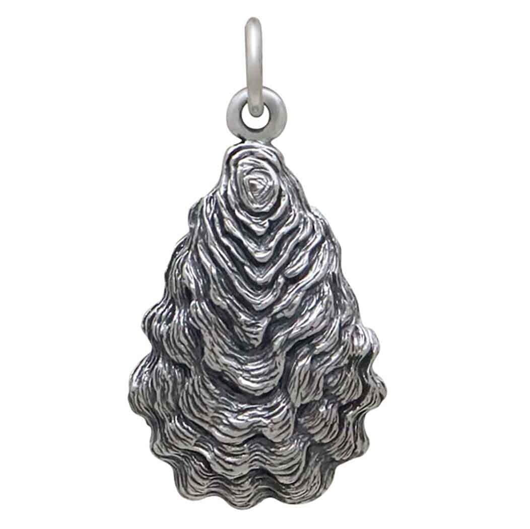 Sterling Silver Oyster Shell Charm 25x13mm