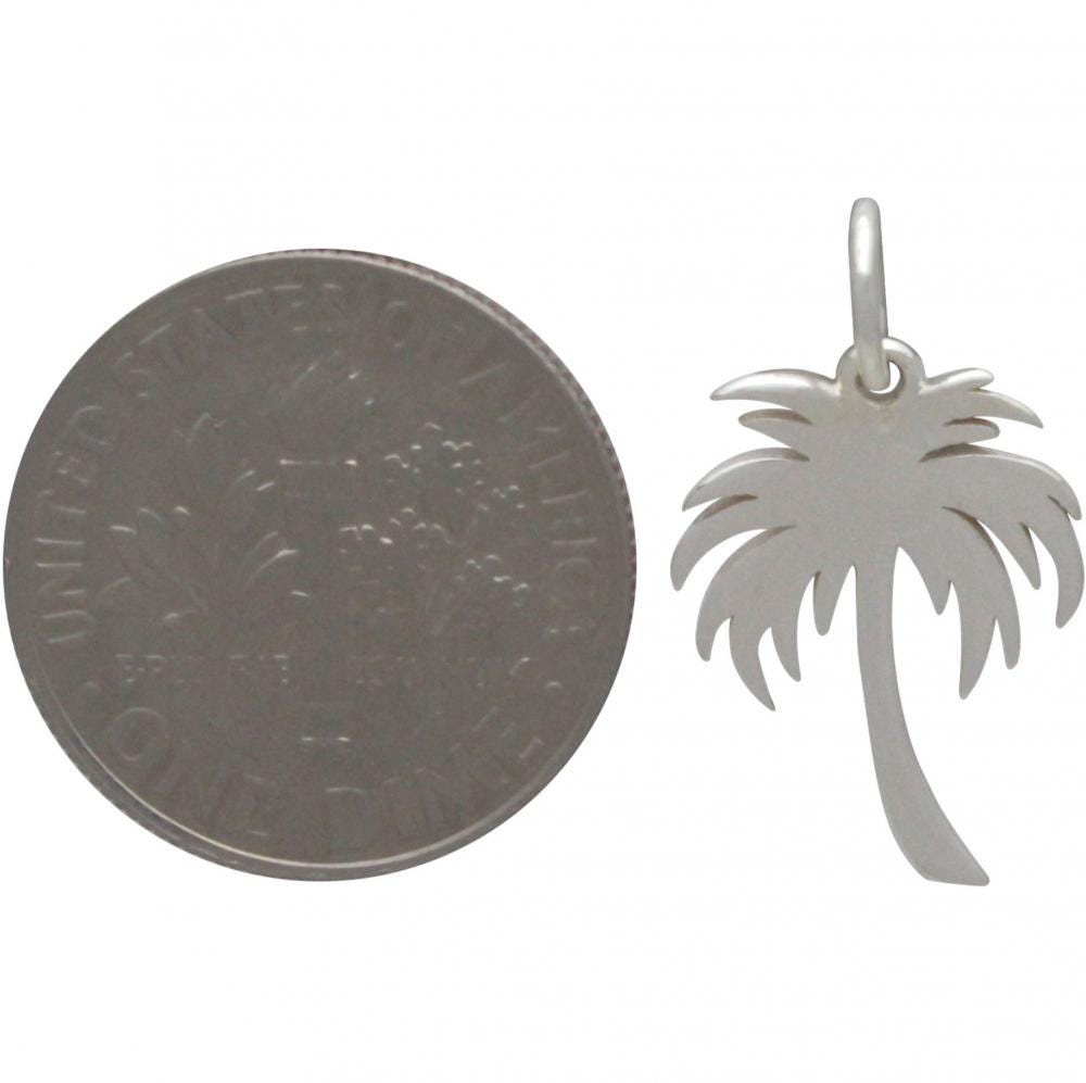 Sterling Silver Large Palm Tree Charm - Cutout 20x11mm