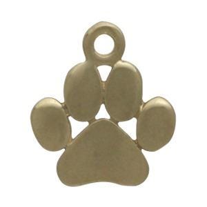 Solid 14K Gold Paw Print Charm 14x10mm no jumpring