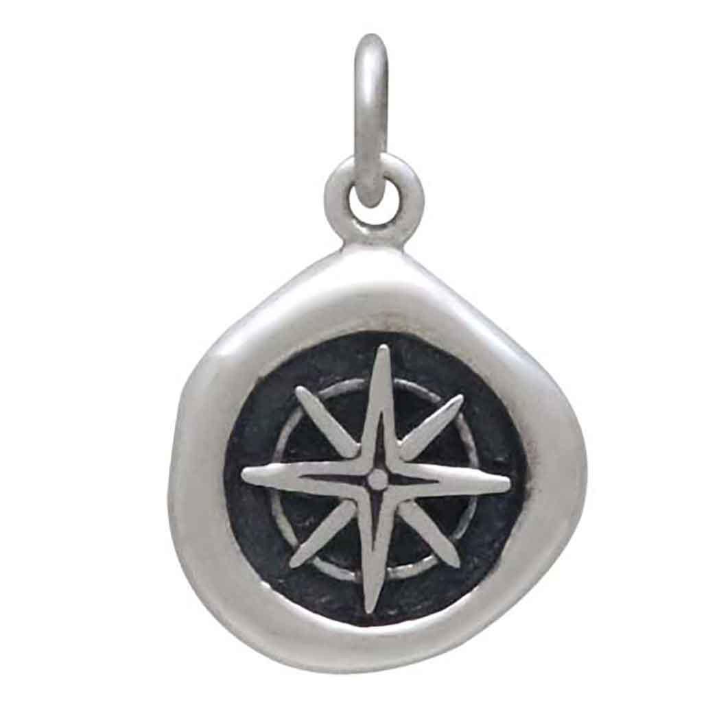Sterling Silver Small Wax Seal Compass Charm 19x12mm