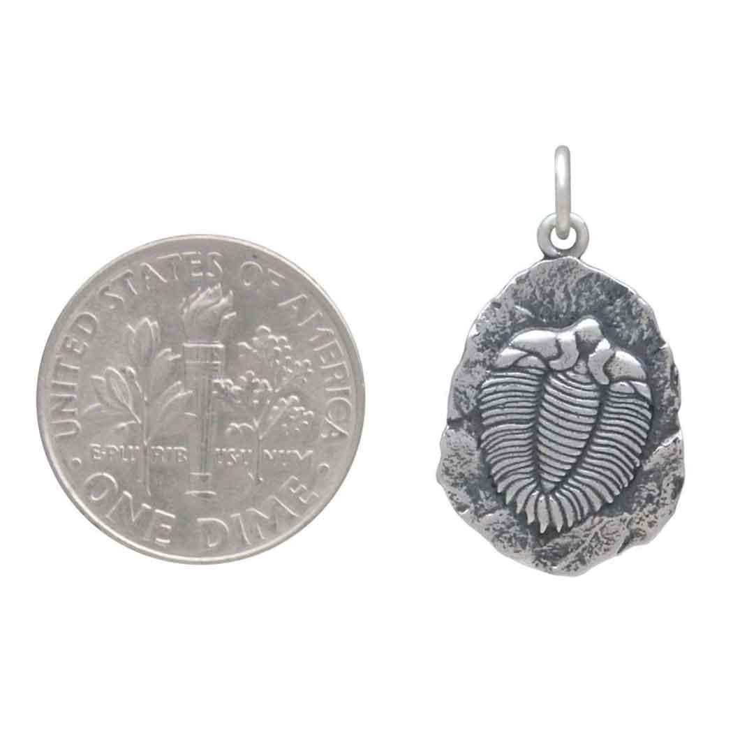 Sterling Silver Trilobite Fossil Pendant 24x14mm