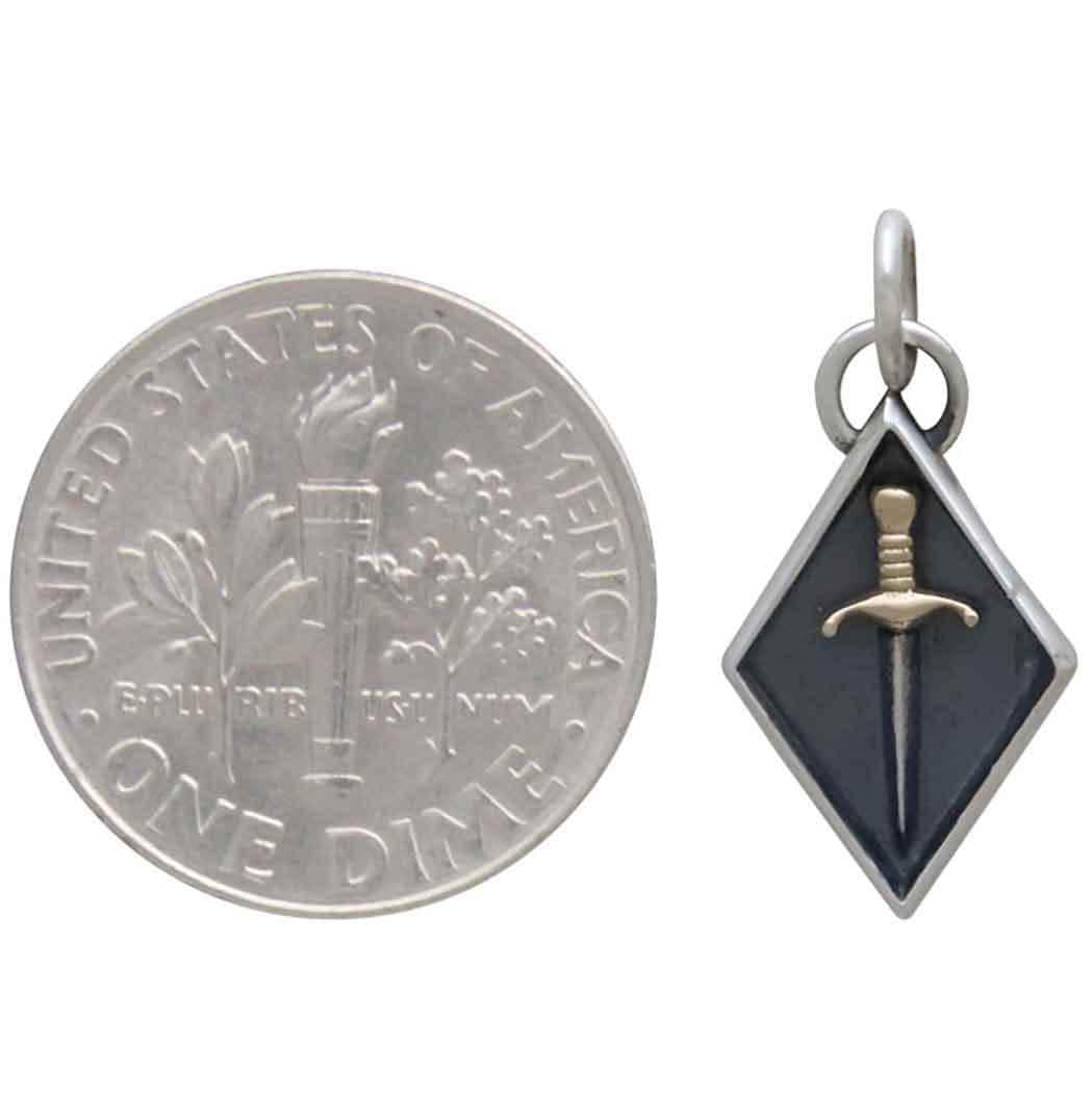 Mixed Metal Sword Shadow Box Charm 21x10mm