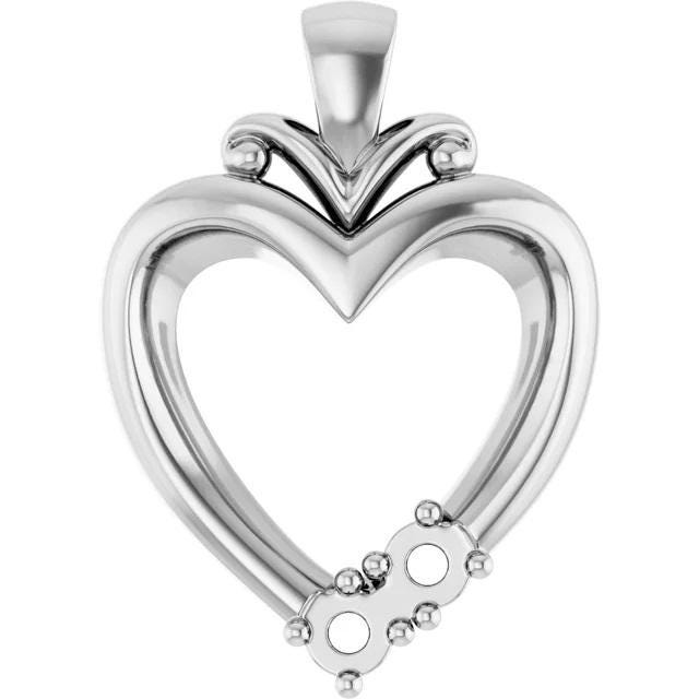 Sterling Silver Heart Pendant Mounting, choose up to 5 mountings for 3mm stones