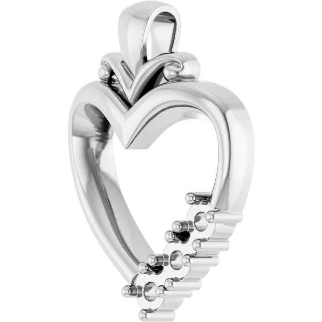 Sterling Silver Heart Pendant Mounting, choose up to 5 mountings for 3mm stones