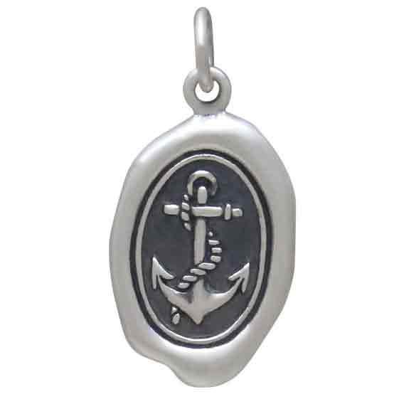Sterling Silver Anchor Wax Seal Charm 23x12mm