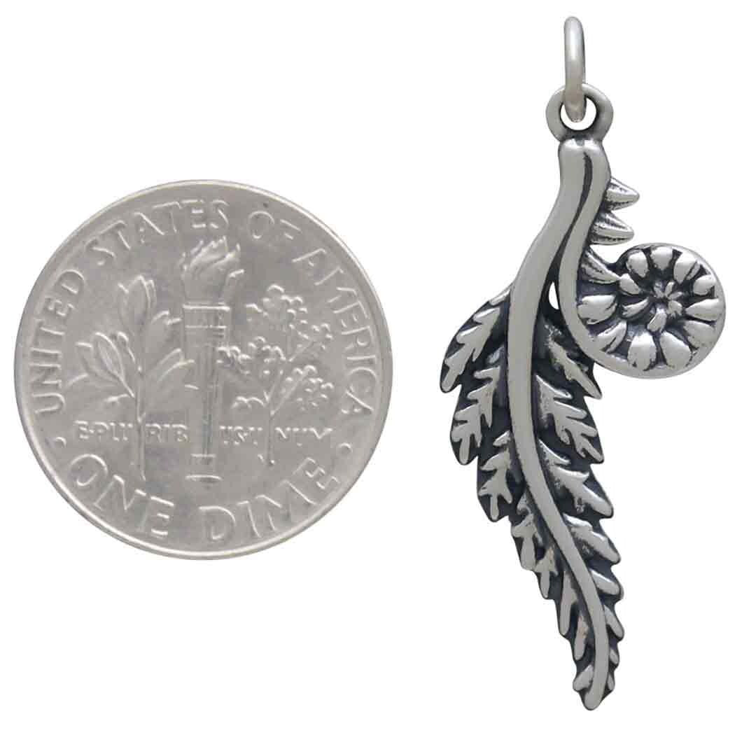 Sterling Silver Fern Pendant 34x14mm