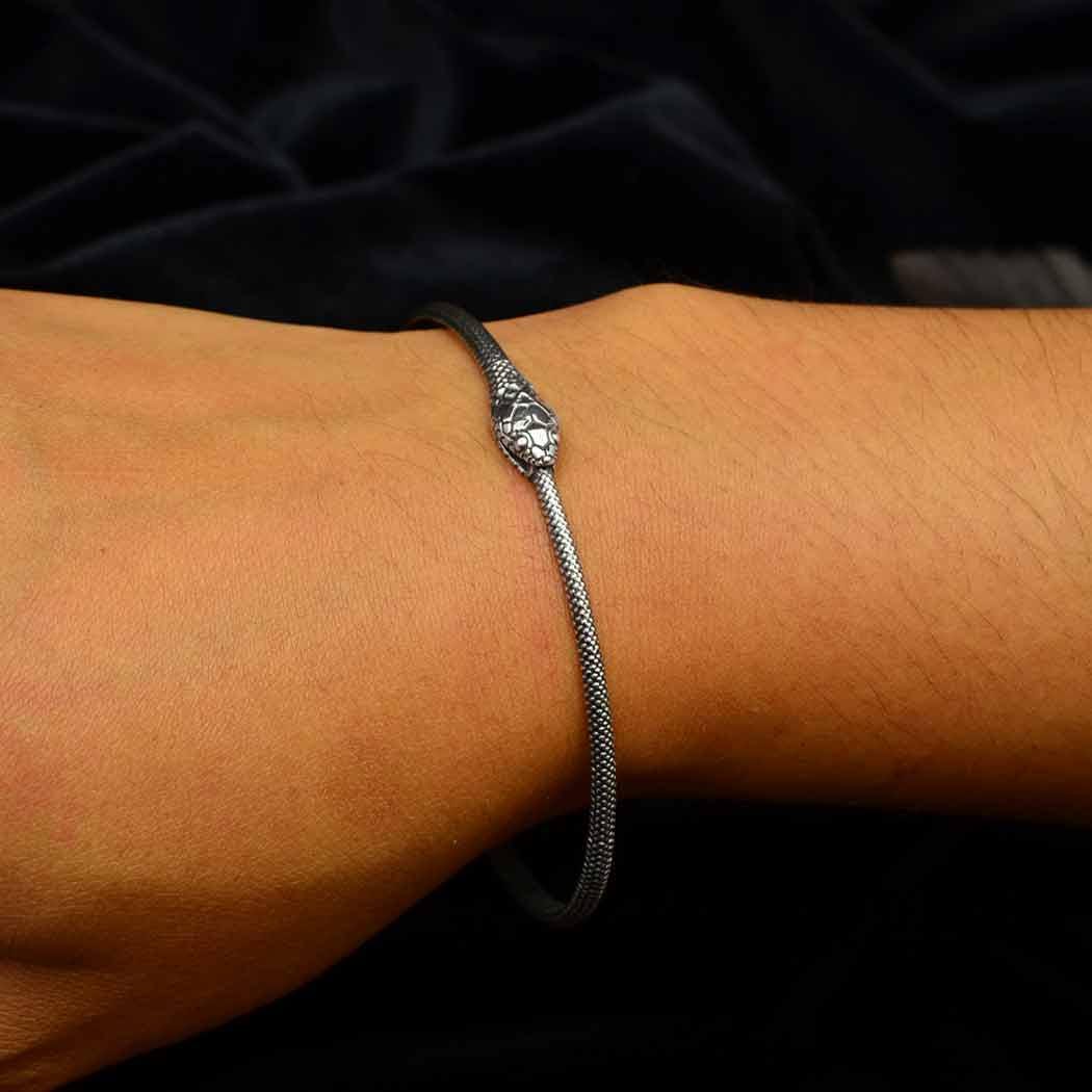Sterling Silver Ouroboros Bangle Bracelet