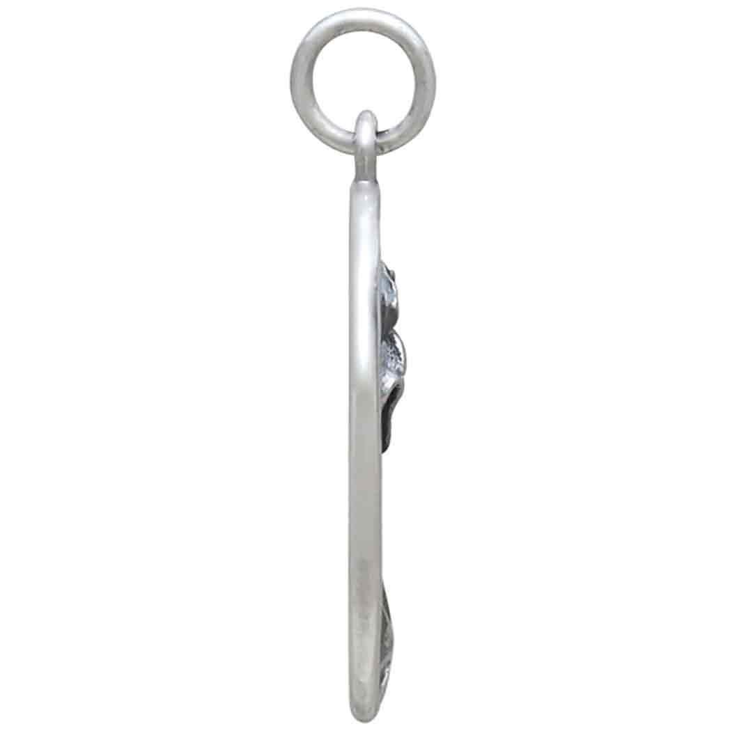 Silver Iris Charm - February Birthflower 25x13mm