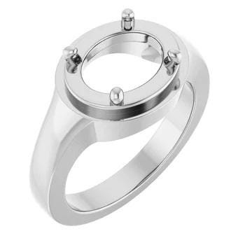 Sterling Silver 11 mm Round Ring Mounting, customizable setting size and material