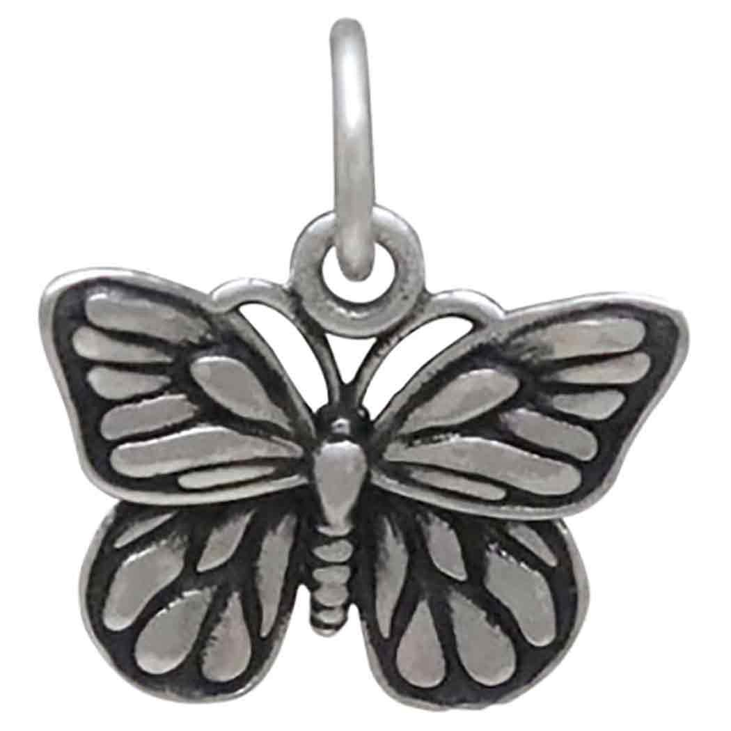 Sterling Silver Monarch Butterfly Charm 14x13mm