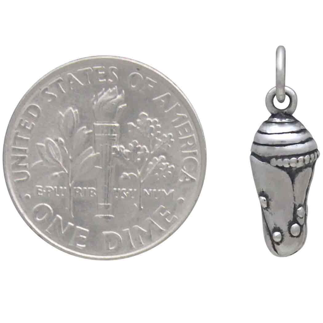 Sterling Silver Chrysalis Charm 18x6mm