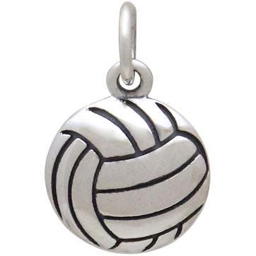 Sterling Silver Volleyball Charm: Team Sports Jewelry (16x10mm)