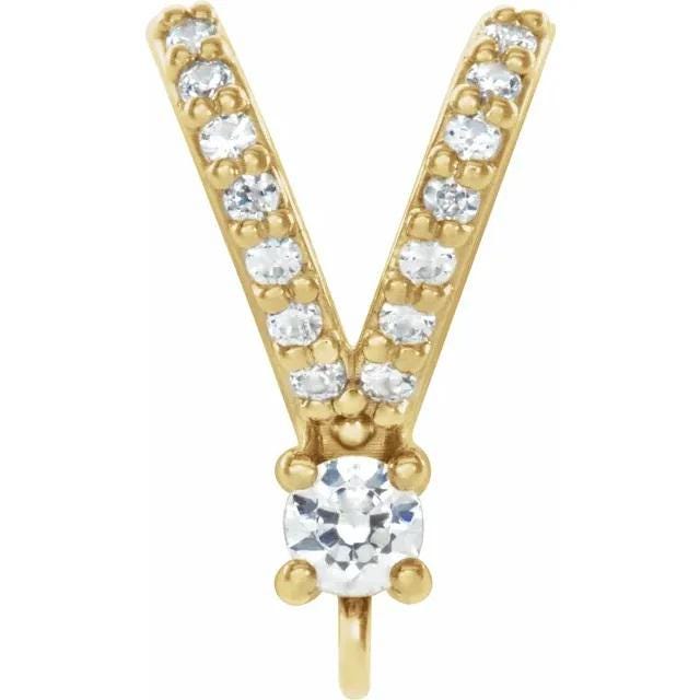 14K Gold Diamond Rabbit Ear Bail: Pendant Enhancer, 0.07 CTW