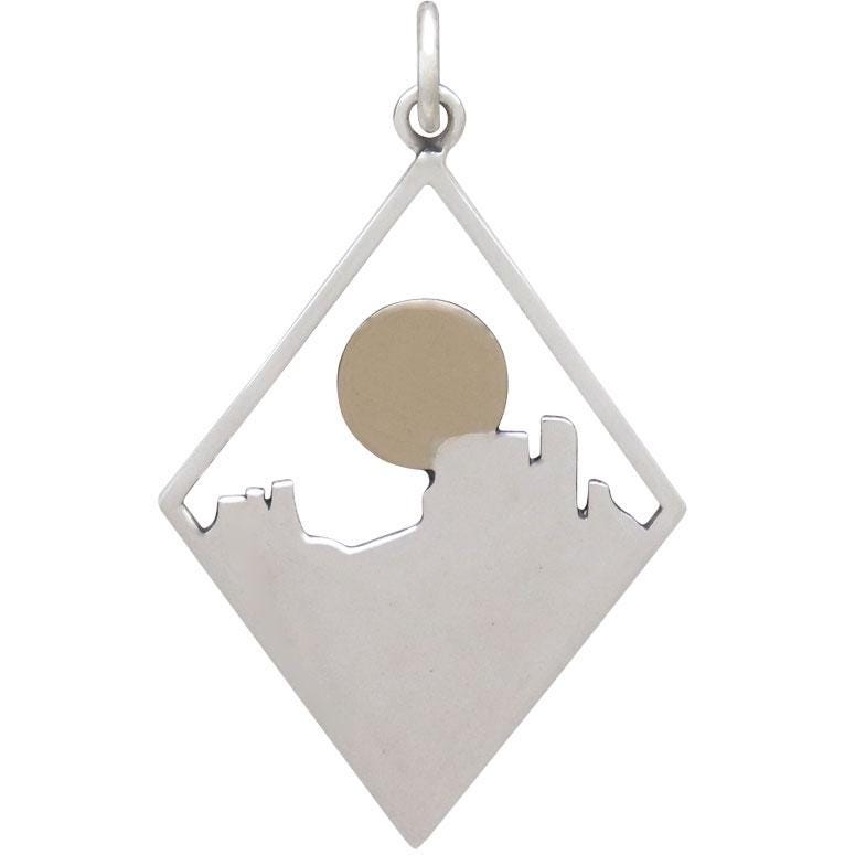 Sterling Silver Cactus Charm in Diamond Frame 33x20mm