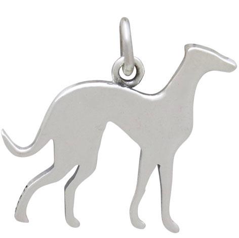 Sterling Silver Greyhound Dog Charm 19x19mm