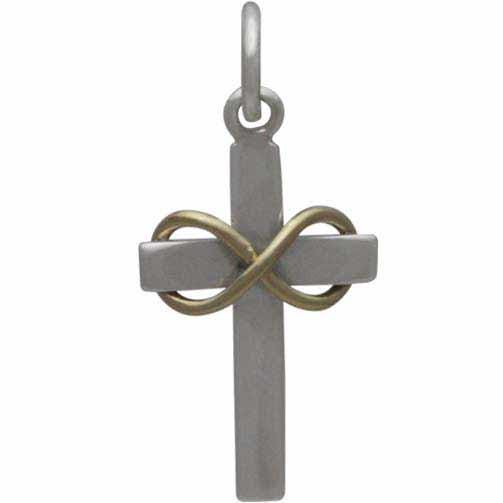 Silver Cross with Bronze Infinity on Crossbar 22x10mm