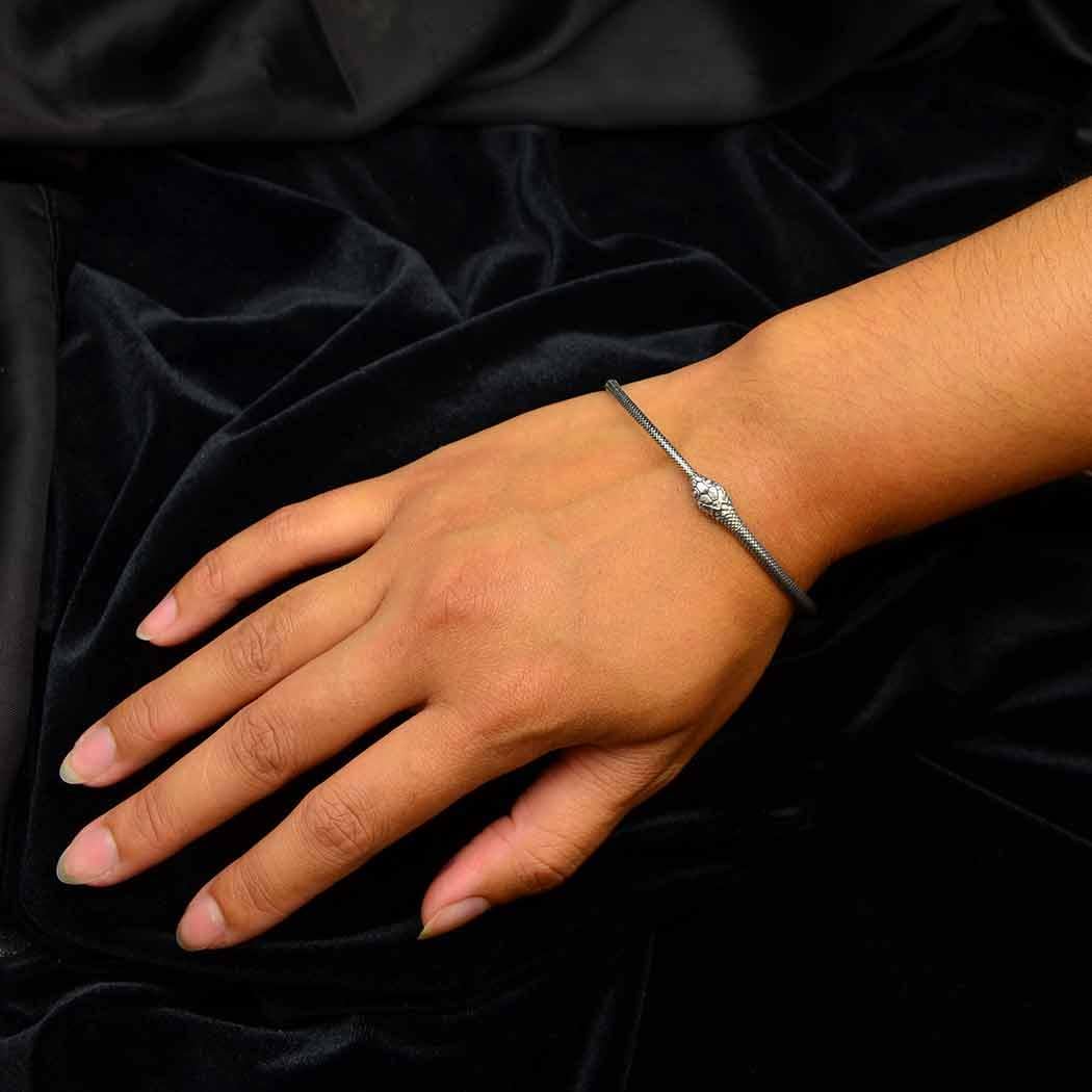 Sterling Silver Ouroboros Bangle Bracelet