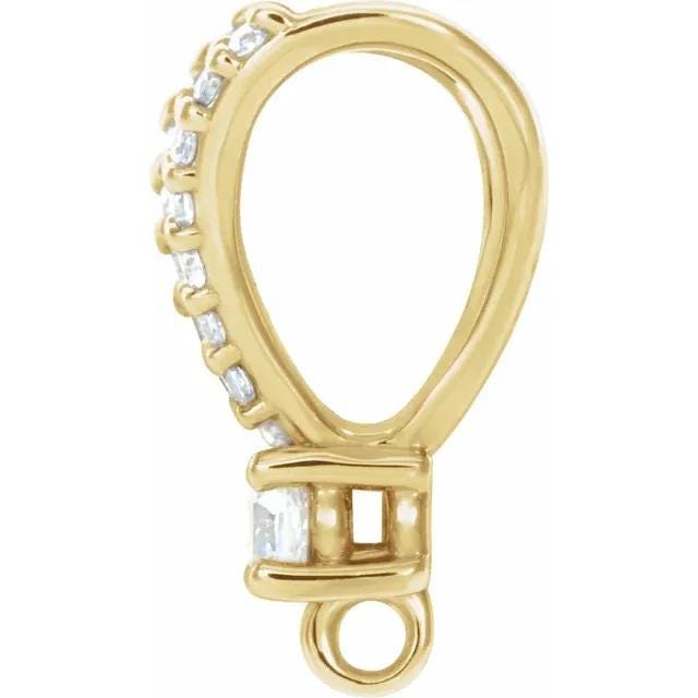 14K Gold Diamond Rabbit Ear Bail: Pendant Enhancer, 0.07 CTW