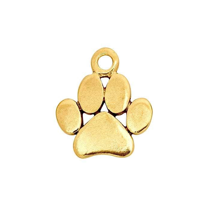 Solid 14K Gold Paw Print Charm 14x10mm no jumpring