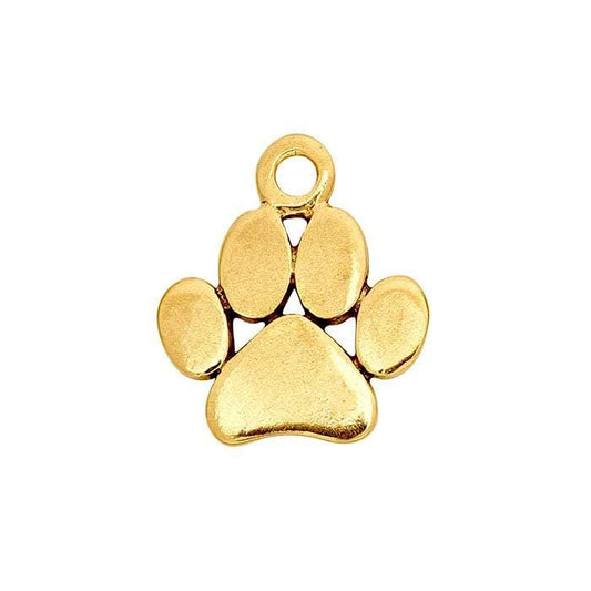 Solid 14K Gold Paw Print Charm 14x10mm no jumpring